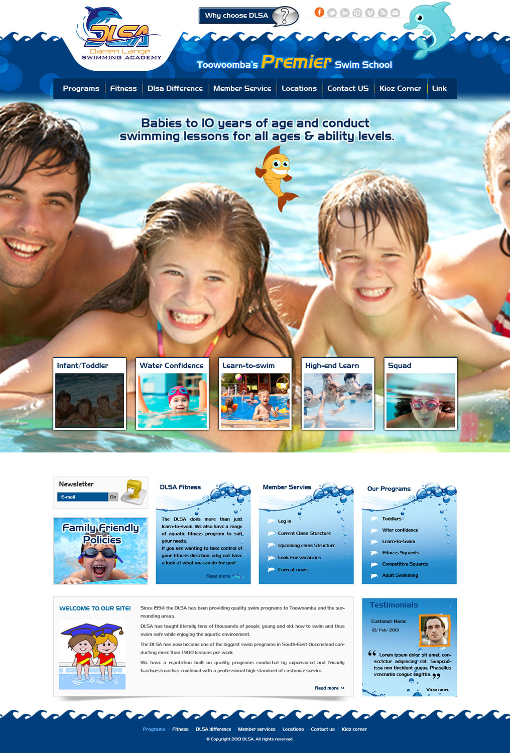 Web Design by Creative Usha for DARREN LANGE SWIMMING ACADEMY | Design #1465923