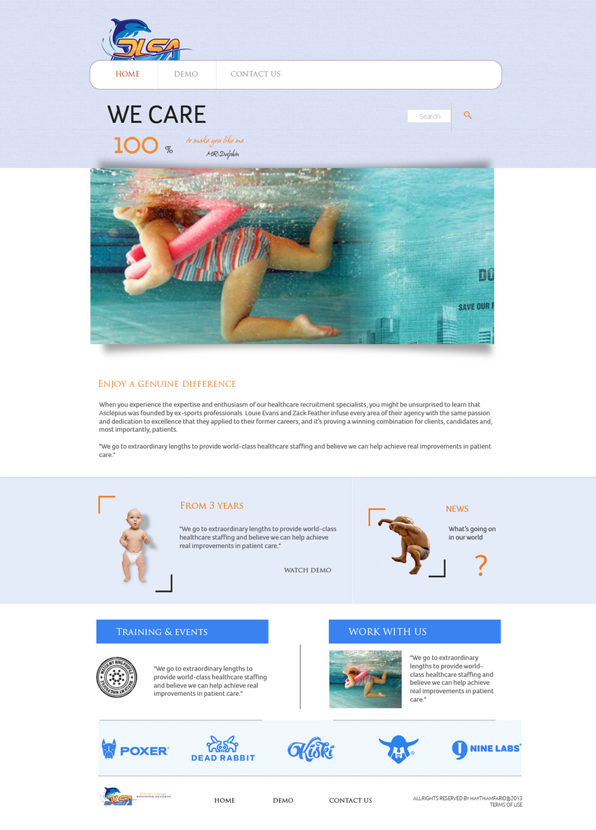 Web Design by haythamfarid for DARREN LANGE SWIMMING ACADEMY | Design #1464661