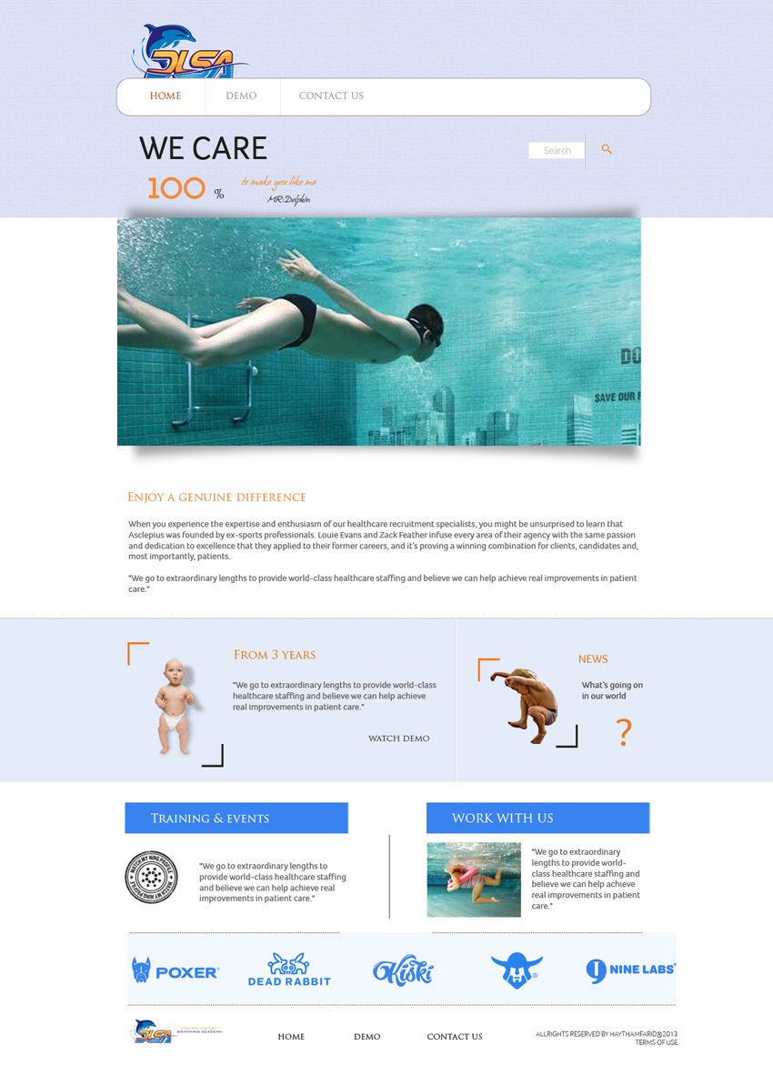 Web Design by haythamfarid for DARREN LANGE SWIMMING ACADEMY | Design #1464664