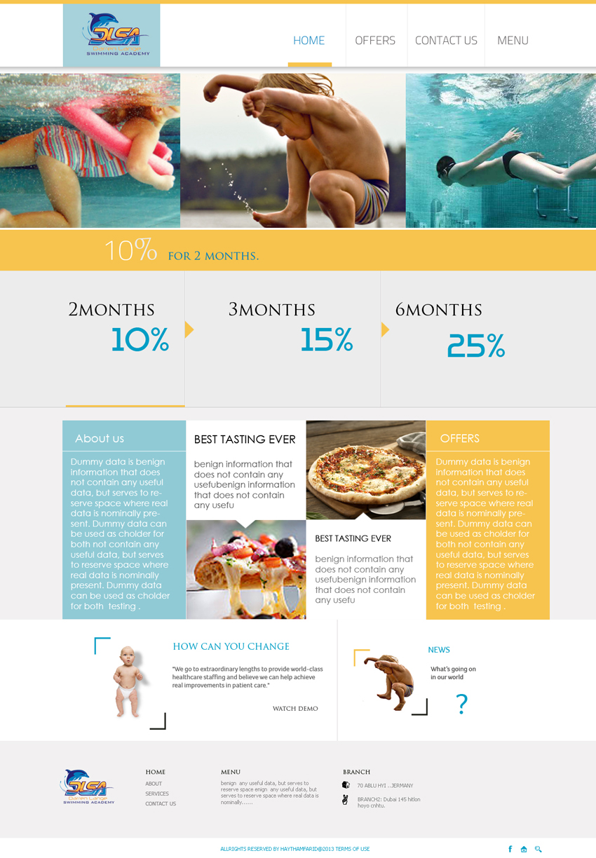 Web Design by haythamfarid for DARREN LANGE SWIMMING ACADEMY | Design #1464666