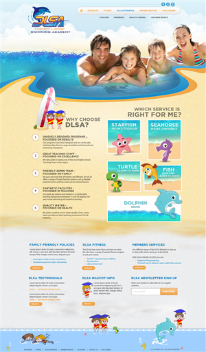 Web Design by dp for DARREN LANGE SWIMMING ACADEMY | Design #1452196