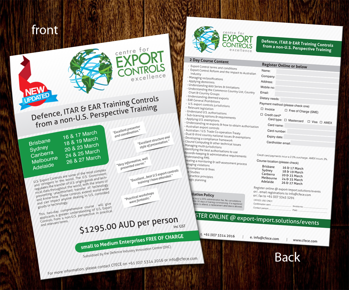Flyer Design by Rohan Alexander for Centre for Export Controls Excellence | Design #5047914