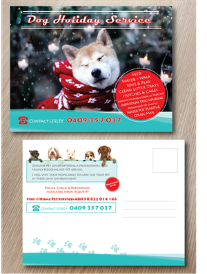 Stay @ Home Pet Services  ABN 58 822 014 146 needs a Postcard Design | Diseño de Postal por alex989