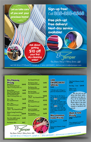 Dry Cleaners Pick-up & Delivery Service | Diseño de Postal por INGA DESIGN