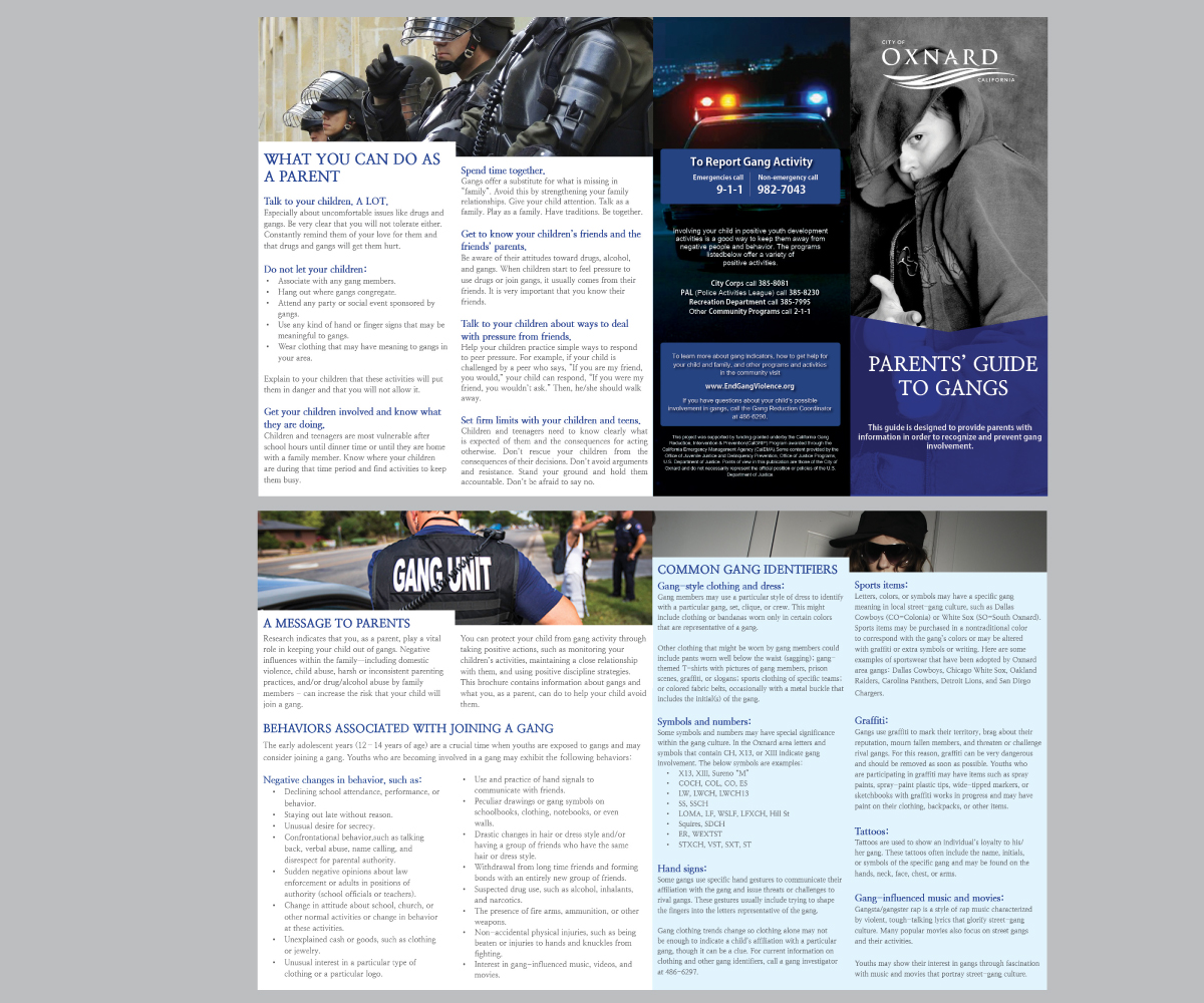 Broschüren-Design von turibamwe für Oxnard Police Department/Office of Youth Safety | Design #5099792