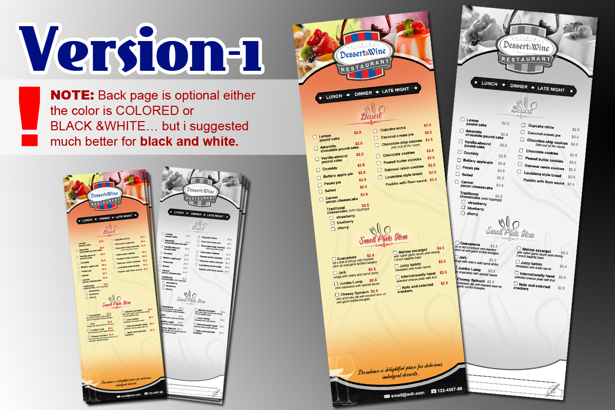 Menu Design by MDesigns ™ for this project | Design #5200550