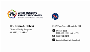 Business Card Design by 3to1designservices for 9th Mission Support Command, US Army Pacific | Design: #5078225