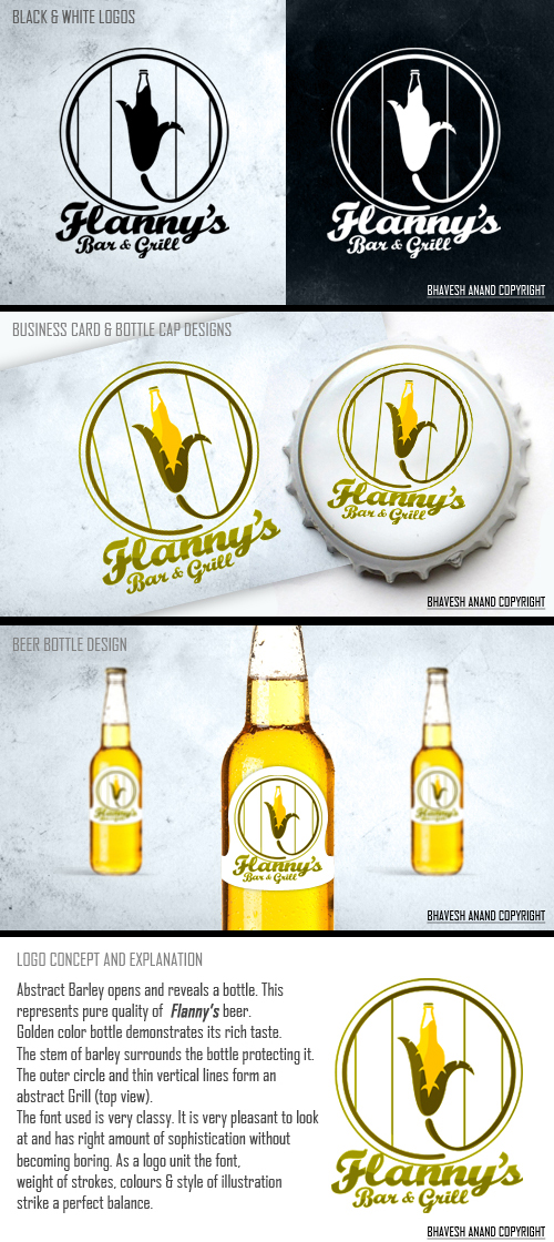 Logo Design by Bhavesh Anand for Flannys Bar and Grill | Design #1424897