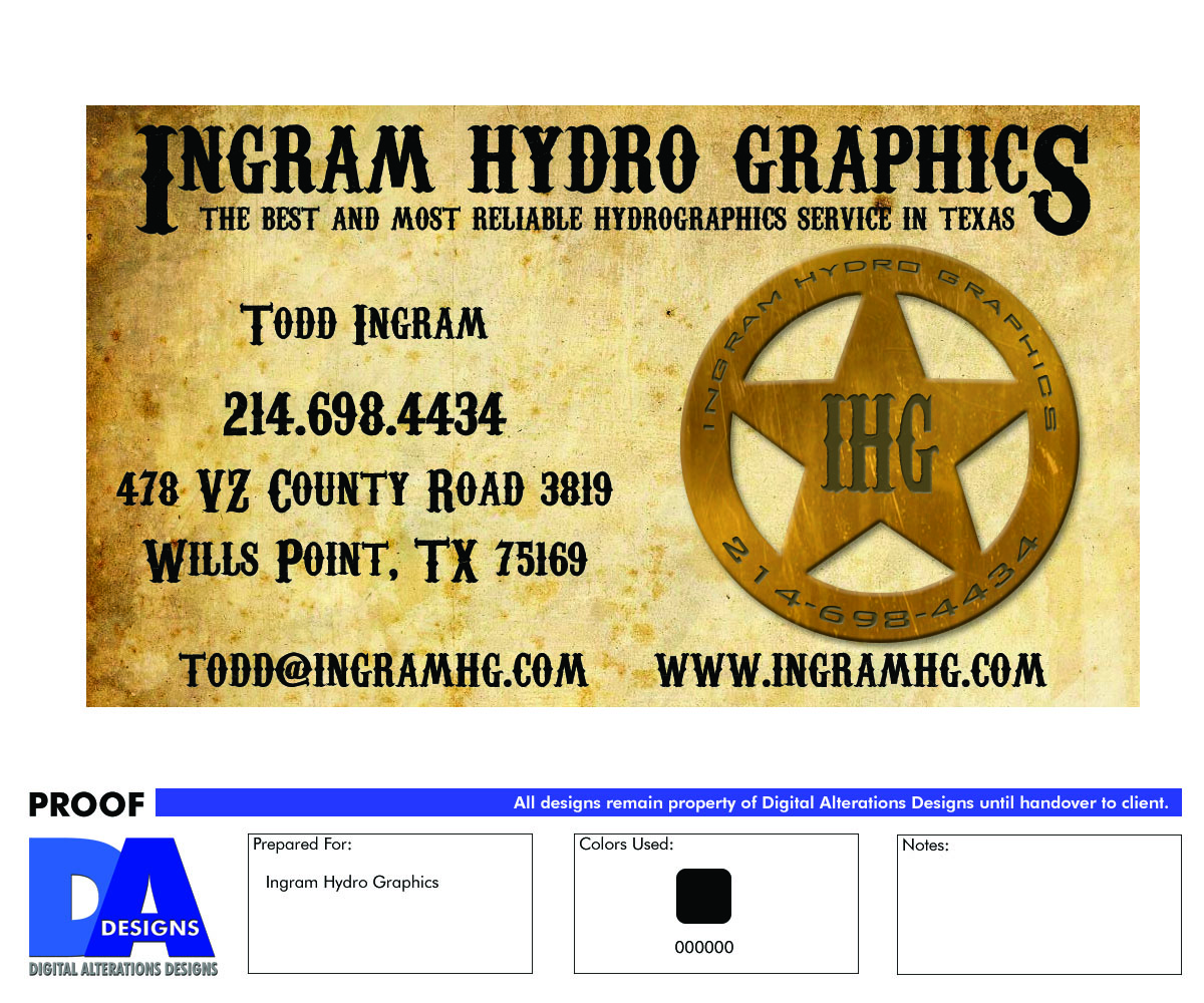Diseño de Tarjeta de Presentación por da-designs para Ingram Hydro Graphics | Diseño #5075867