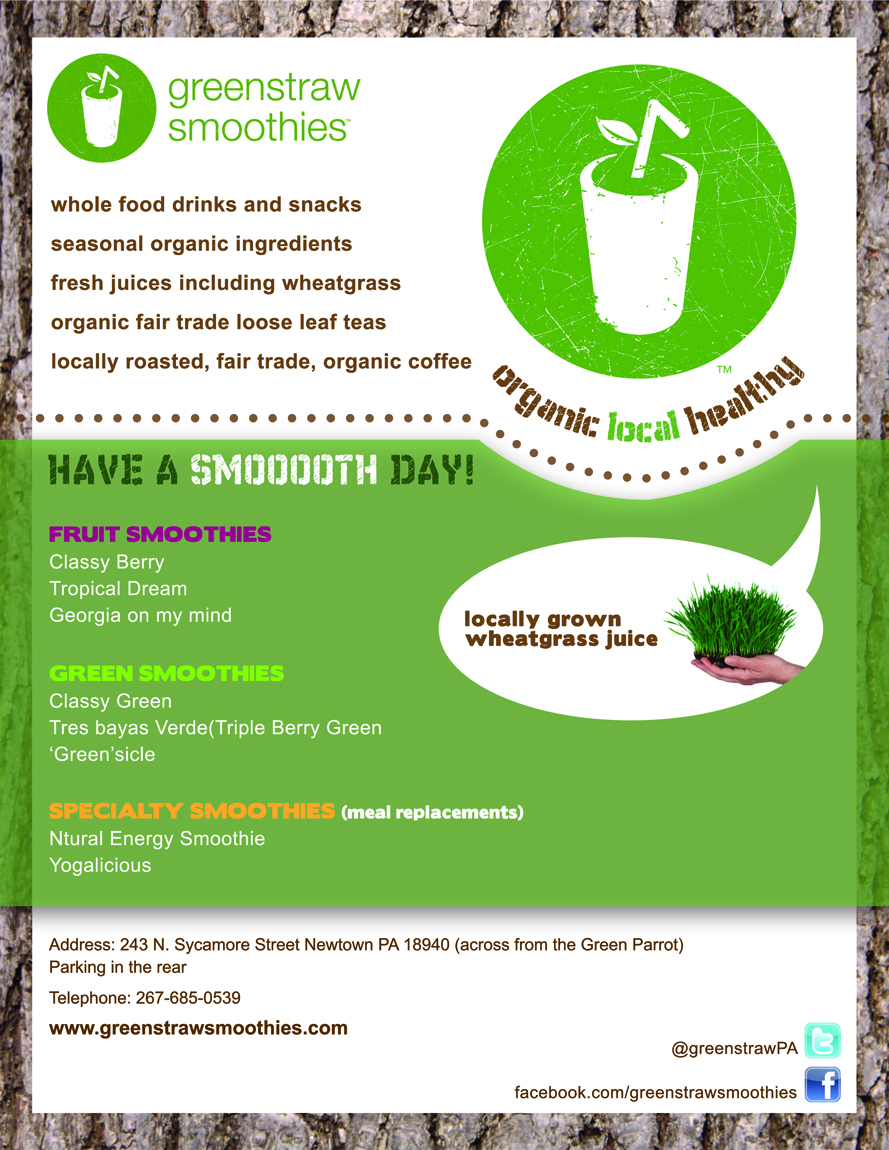 Flyer Design by Alex.T for Greenstraw Smoothies | Design #1426751