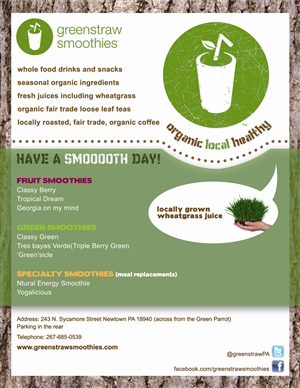 Flyer Design by Alex.T for Greenstraw Smoothies | Design: #1426751