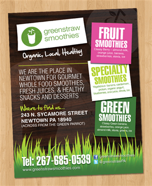 Flyer Design by John Mares for Greenstraw Smoothies | Design: #1433975
