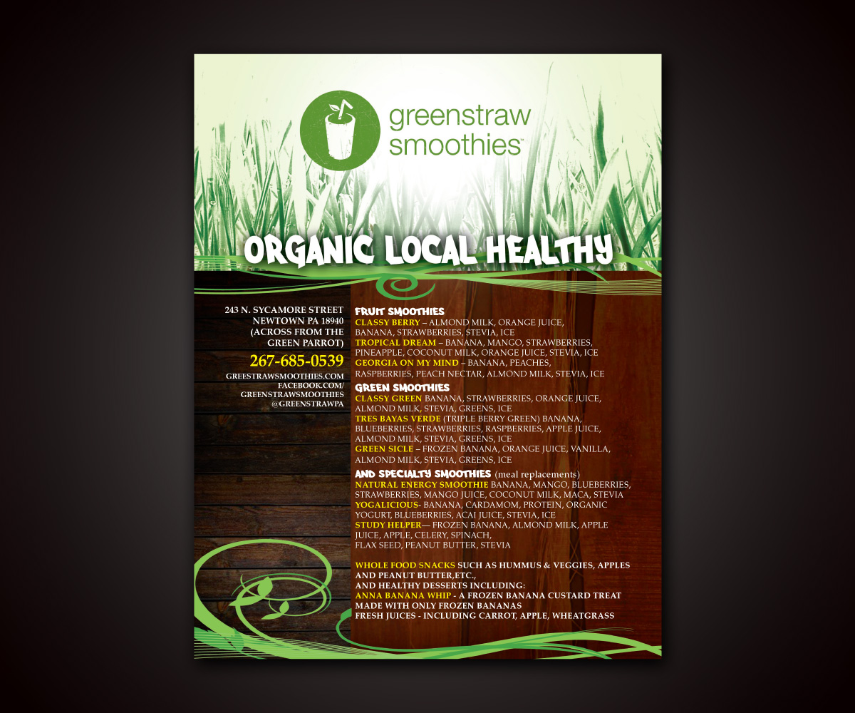 Flyer Design by Mainstream Graphix for Greenstraw Smoothies | Design #1429528