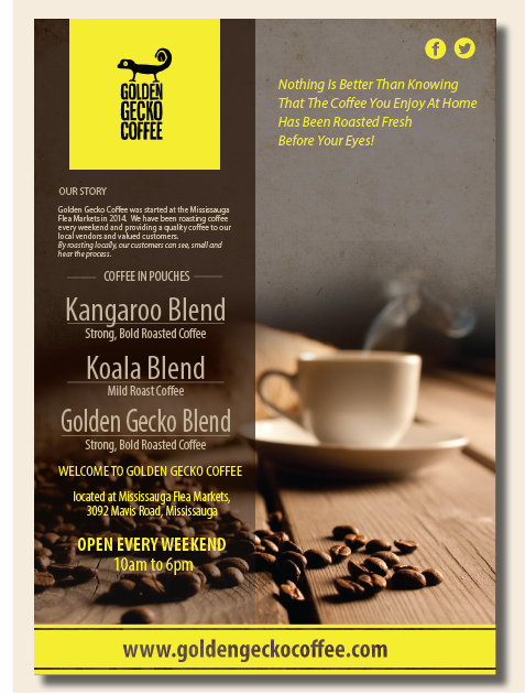 Flyer Design by alex989 for Golden Gecko Coffee | Design #5078676