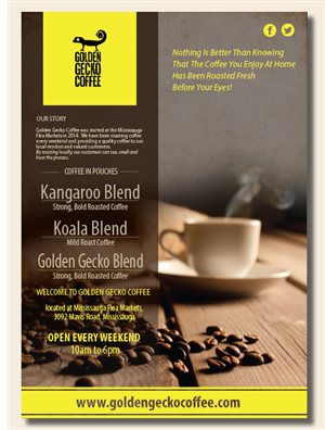 Flyer Design by alex989 for Golden Gecko Coffee | Design: #5078676