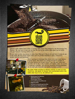 Flyer Design by ESolz Technologies for Golden Gecko Coffee | Design #5092352