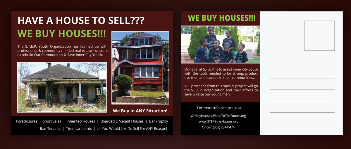 real estate postcard design for a company by uniquedesign10 design we buy houses postcards
