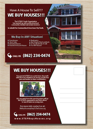 STEP We Buy Houses Postcard 1 | Postcard Design by alex989