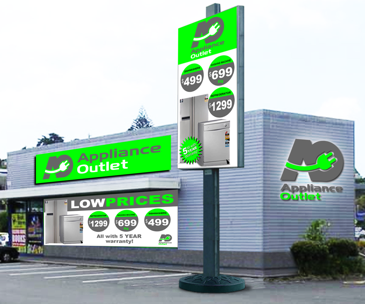 Signage Design by GliderGraphx for Applianceoutlet ltd | Design #5154779