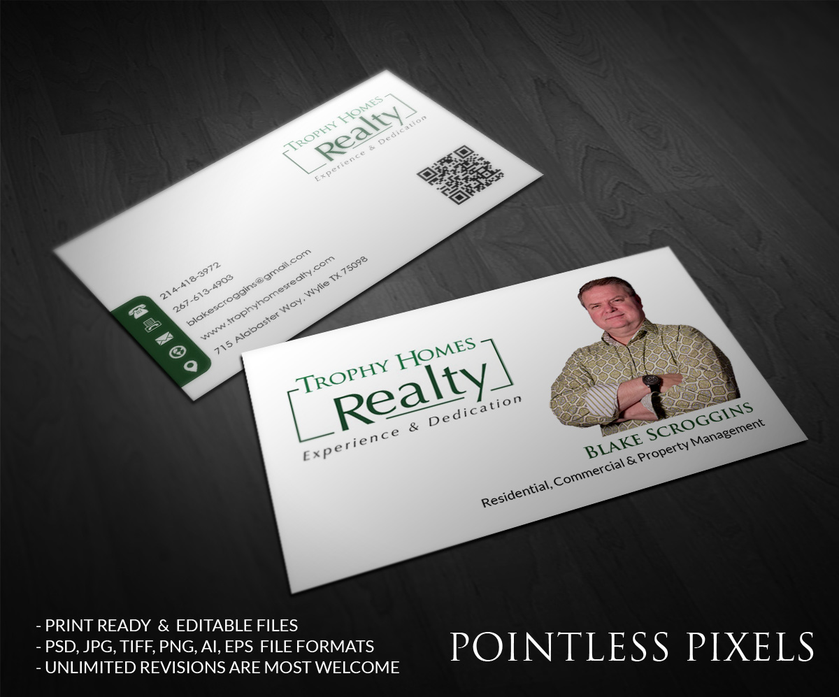 Business Card Design by Pointless Pixels India for Trophy Homes Realty, LLC | Design #5195035