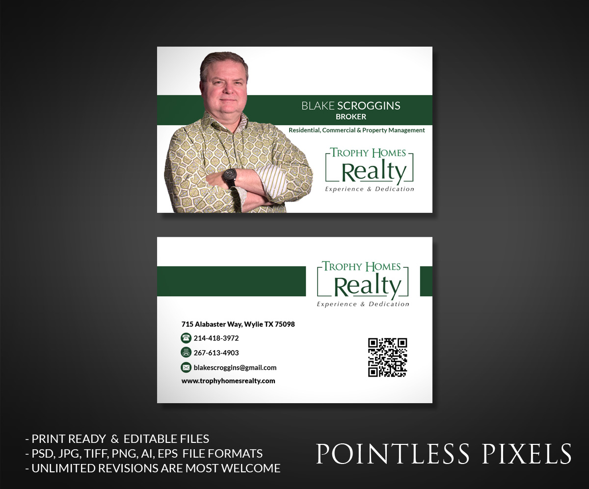 Business Card Design by Pointless Pixels India for Trophy Homes Realty, LLC | Design #5195203