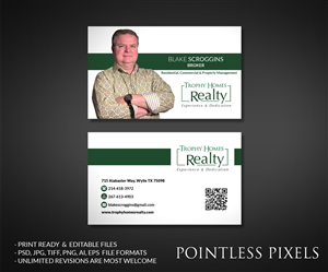 Visitenkarten-Design von Pointless Pixels India für Trophy Homes Realty, LLC | Design #5195203