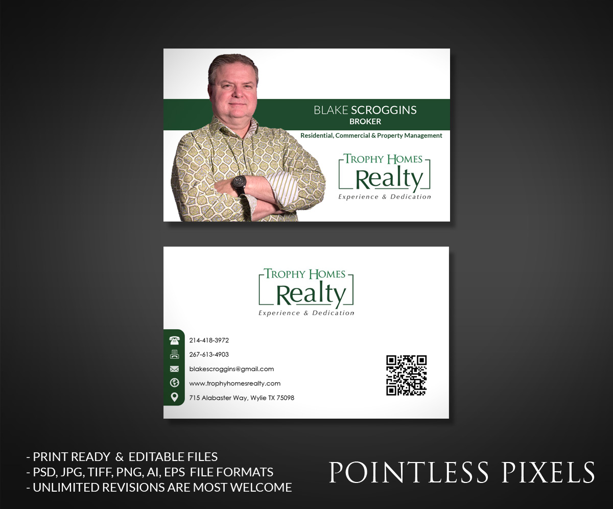 Business Card Design by Pointless Pixels India for Trophy Homes Realty, LLC | Design #5195206