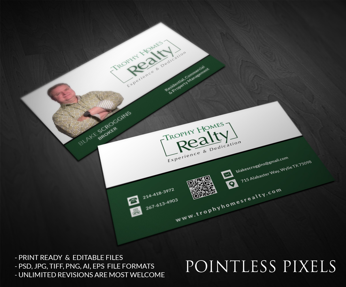 Business Card Design by Pointless Pixels India for Trophy Homes Realty, LLC | Design #5195337