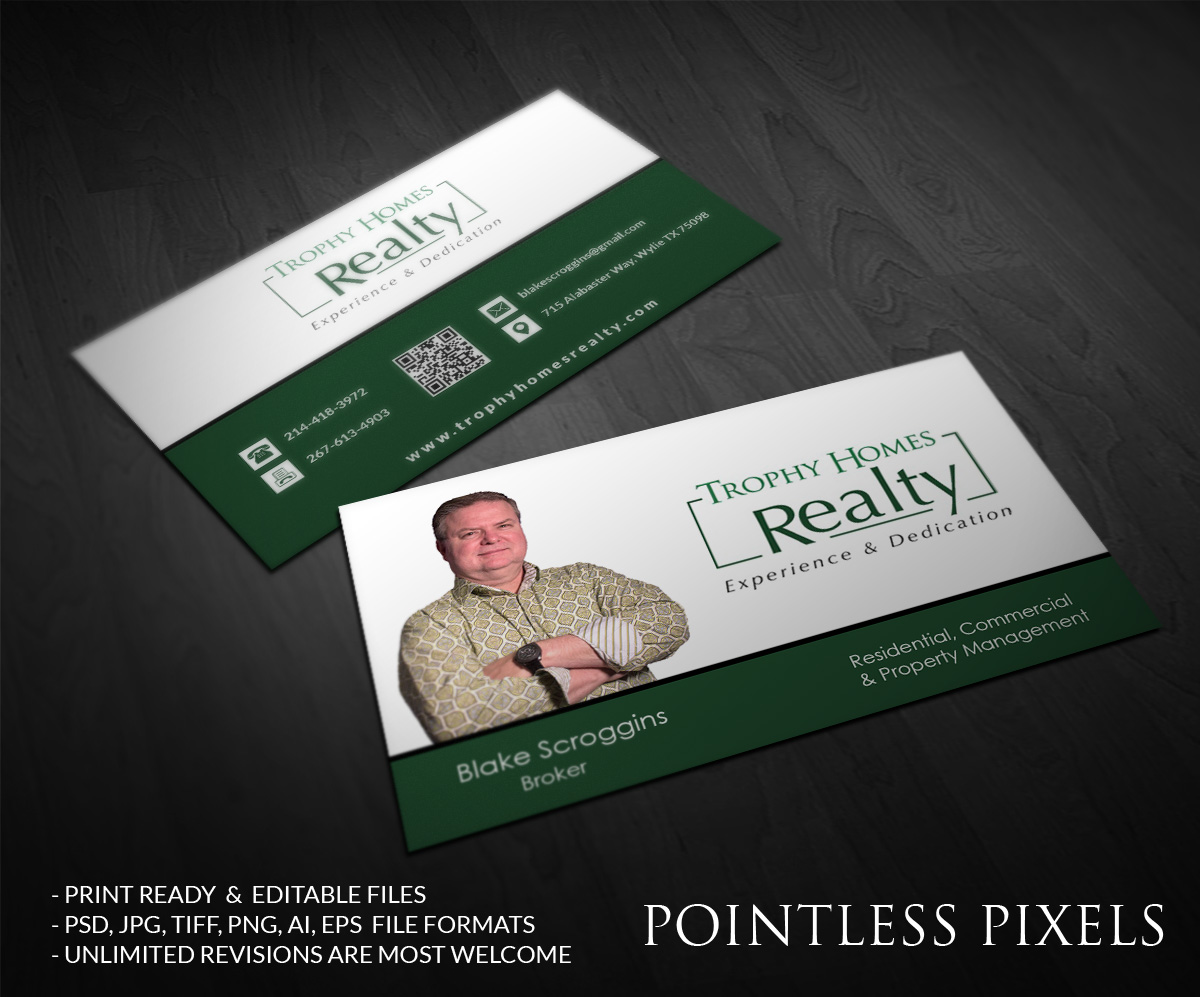 Business Card Design by Pointless Pixels India for Trophy Homes Realty, LLC | Design #5226874
