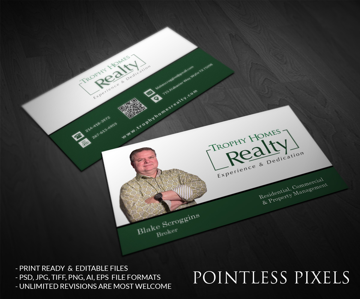Business Card Design by Pointless Pixels India for Trophy Homes Realty, LLC | Design #5226878