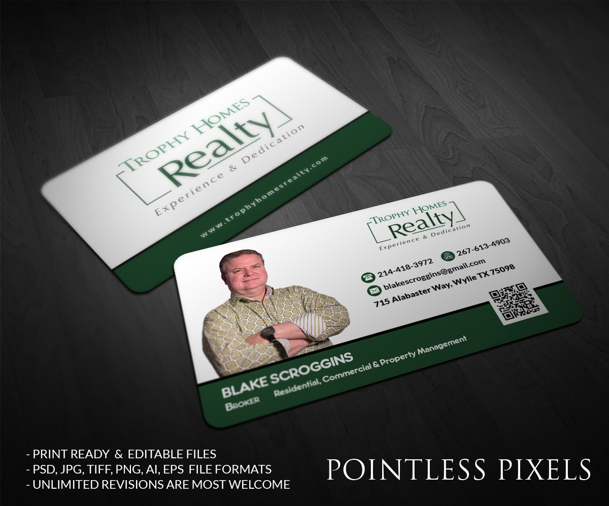 Business Card Design by Pointless Pixels India for Trophy Homes Realty, LLC | Design #5226890