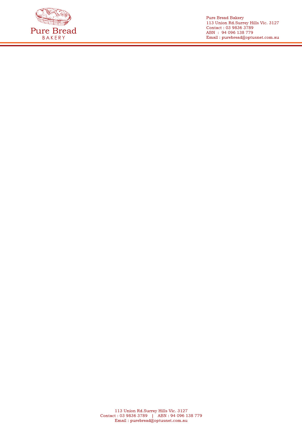 Letterhead Design by WirePaper for pure bread bakery | Design #1440665