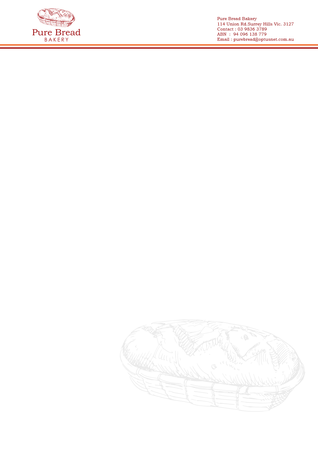 Letterhead Design by WirePaper for pure bread bakery | Design: #1446157
