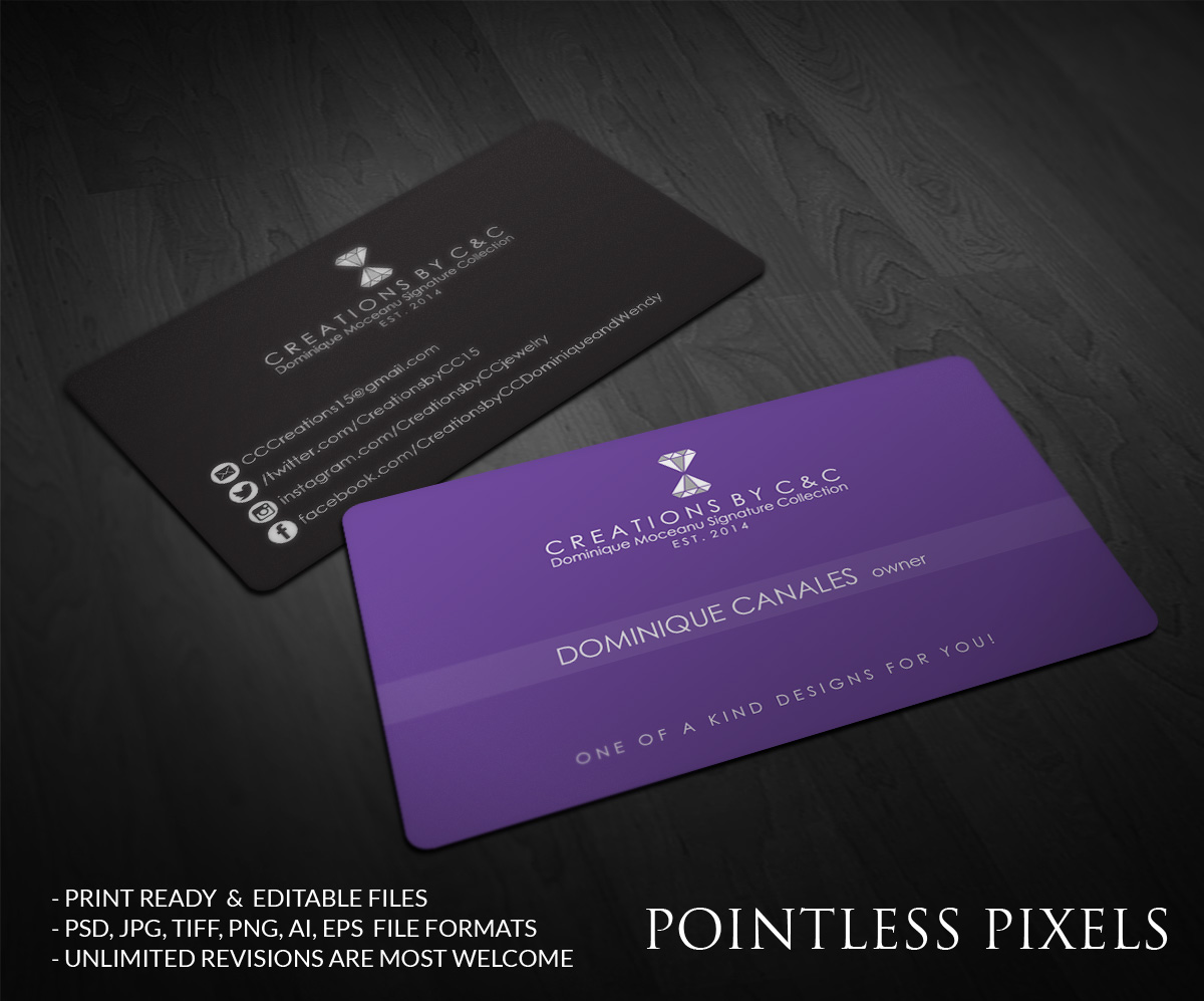 Diseño de Tarjeta de Presentación por Pointless Pixels India para Creations by C&C | Diseño #5121252