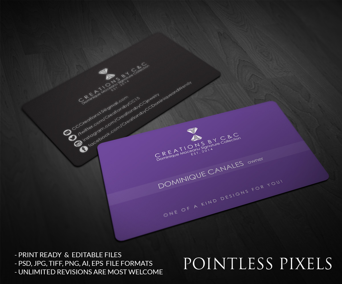 Business Card Design by Pointless Pixels India for Creations by C&C | Design #5121594