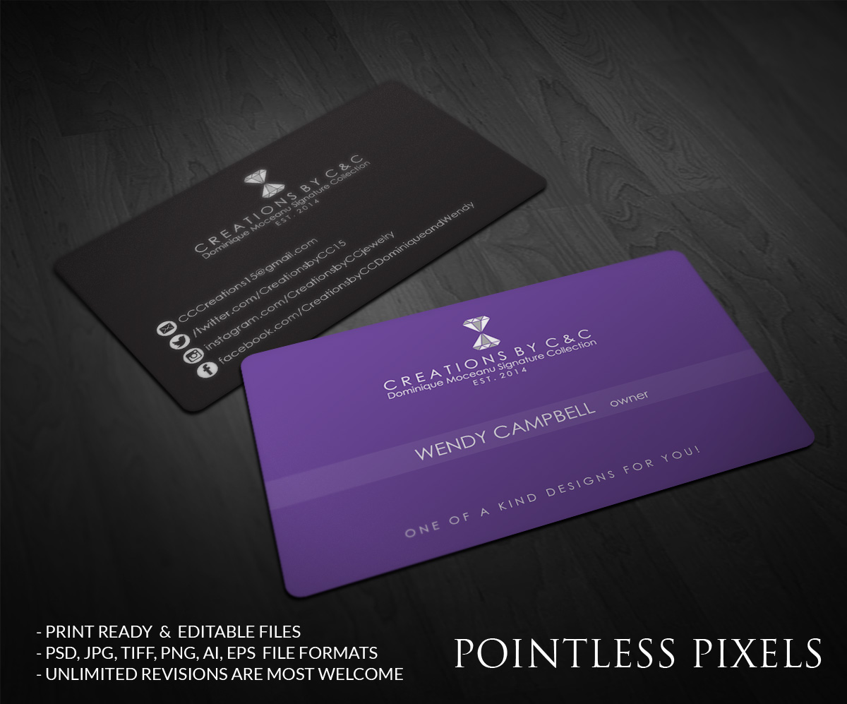 Business Card Design by Pointless Pixels India for Creations by C&C | Design #5121597