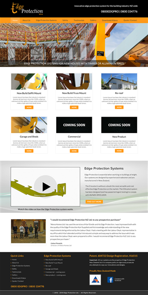 Website design for an edge protection barrier system | Diseño Web por Sbss