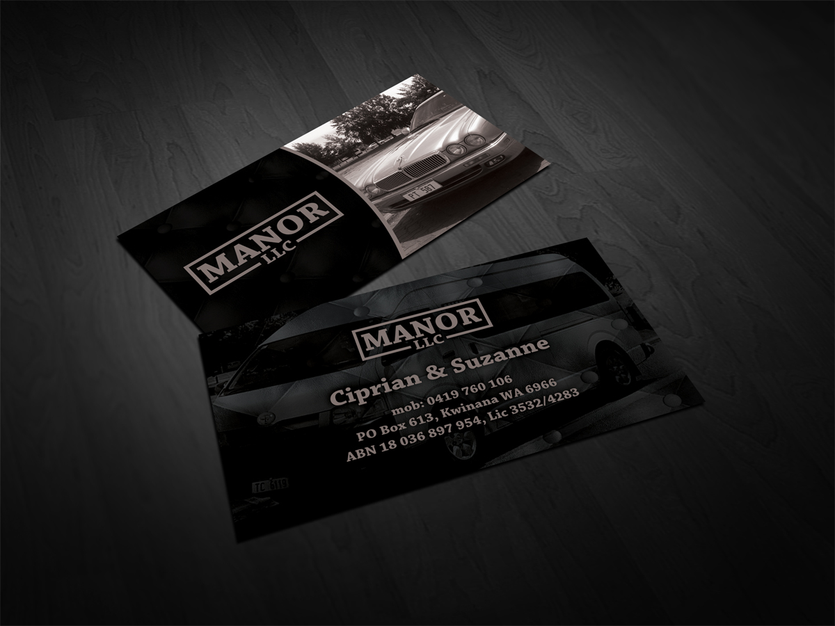 Business Card Design by diRtY.EMM for Manor - Limousine & Coach Company | Design #1479624
