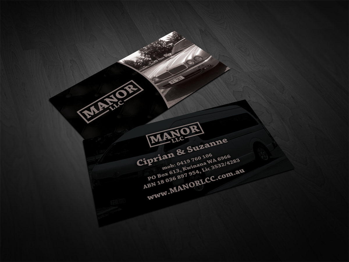 Business Card Design by diRtY.EMM for Manor - Limousine & Coach Company | Design #1487102