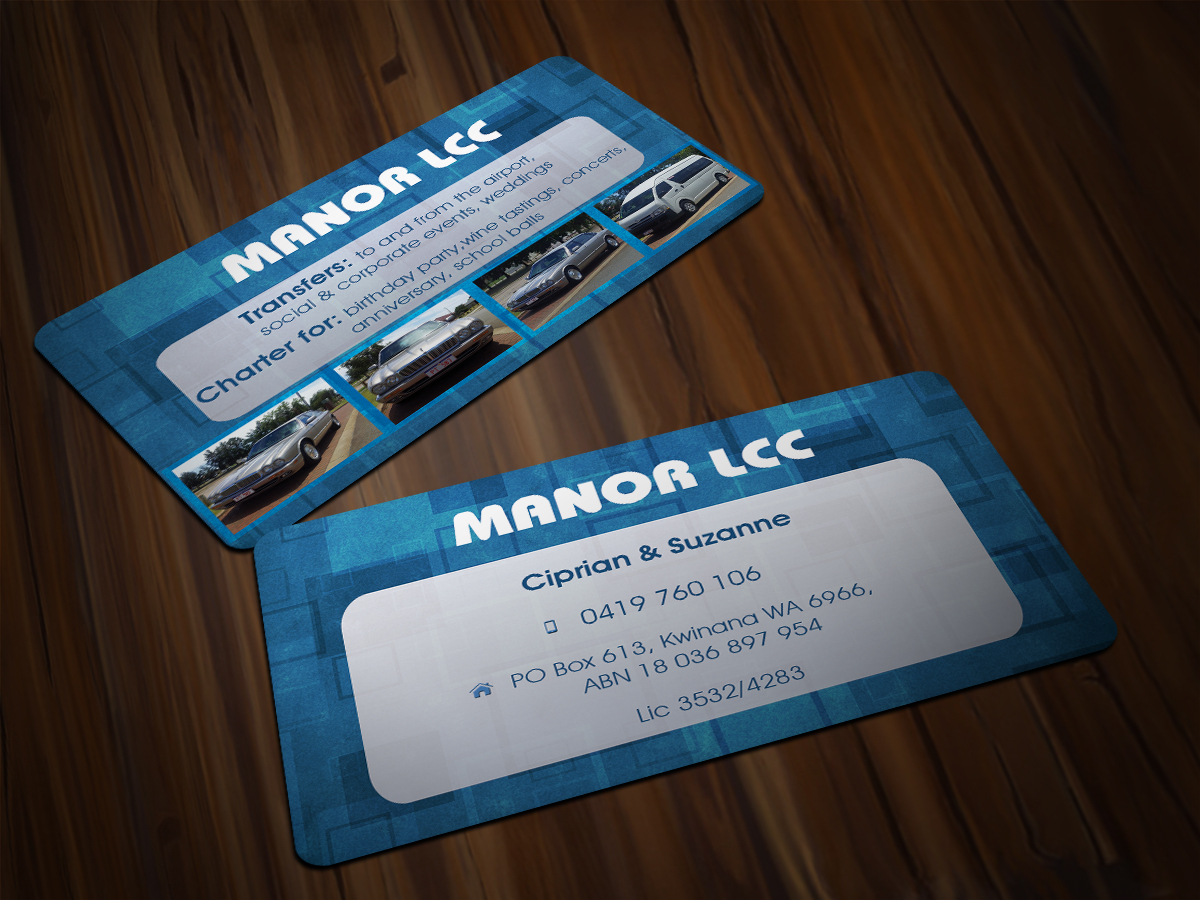 Business Card Design by Scorpius design for Manor - Limousine & Coach Company | Design #1433387