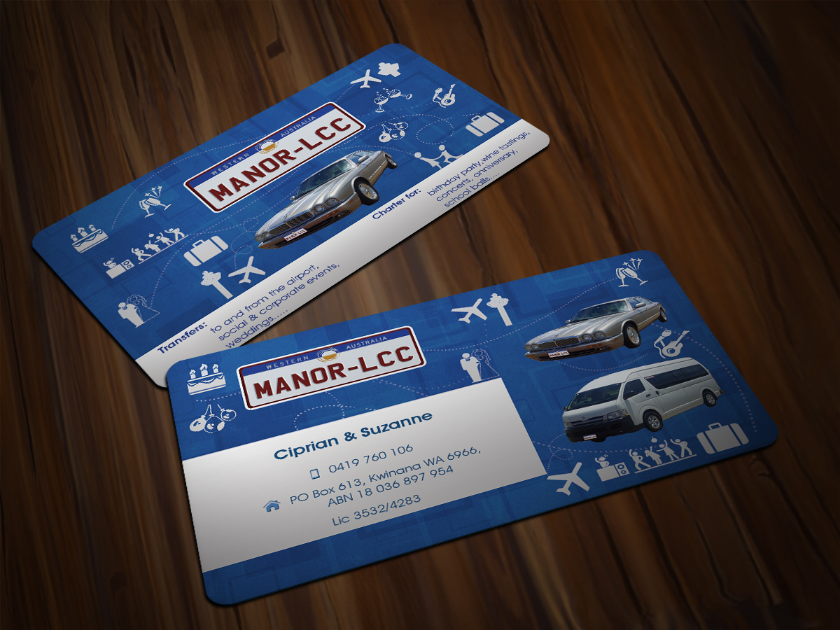 Business Card Design by Scorpius design for Manor - Limousine & Coach Company | Design #1440871