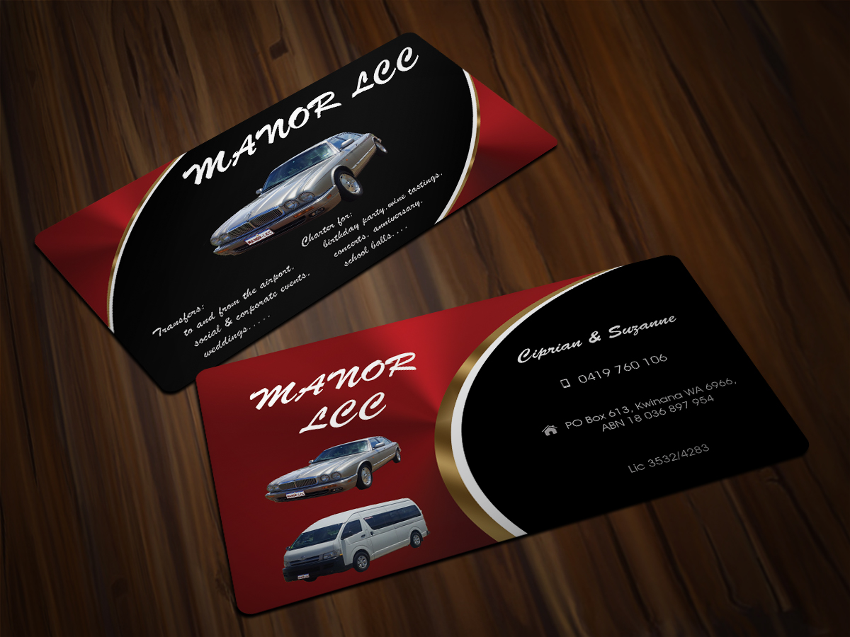 Business Card Design by Scorpius design for Manor - Limousine & Coach Company | Design #1486697