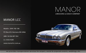 Design de Carte de Visite par Lx Design pour Manor - Limousine & Coach Company | Design : #1445925
