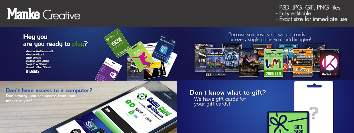 Banner-Design von Manke Creative für gamecardonline eshop lnc. | Design #5162383