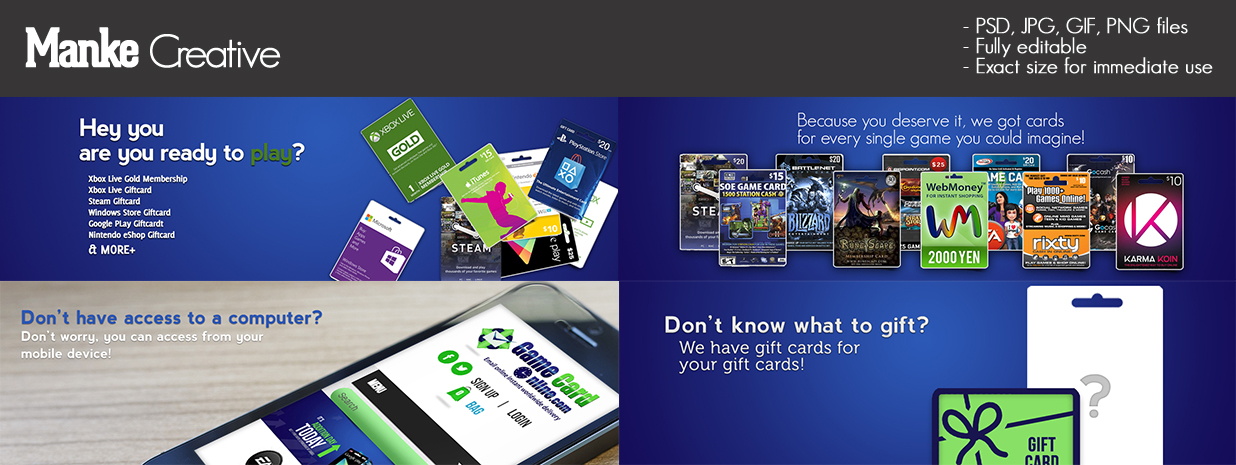 Banner Ad Design by Manke Creative for gamecardonline eshop lnc. | Design #5179294