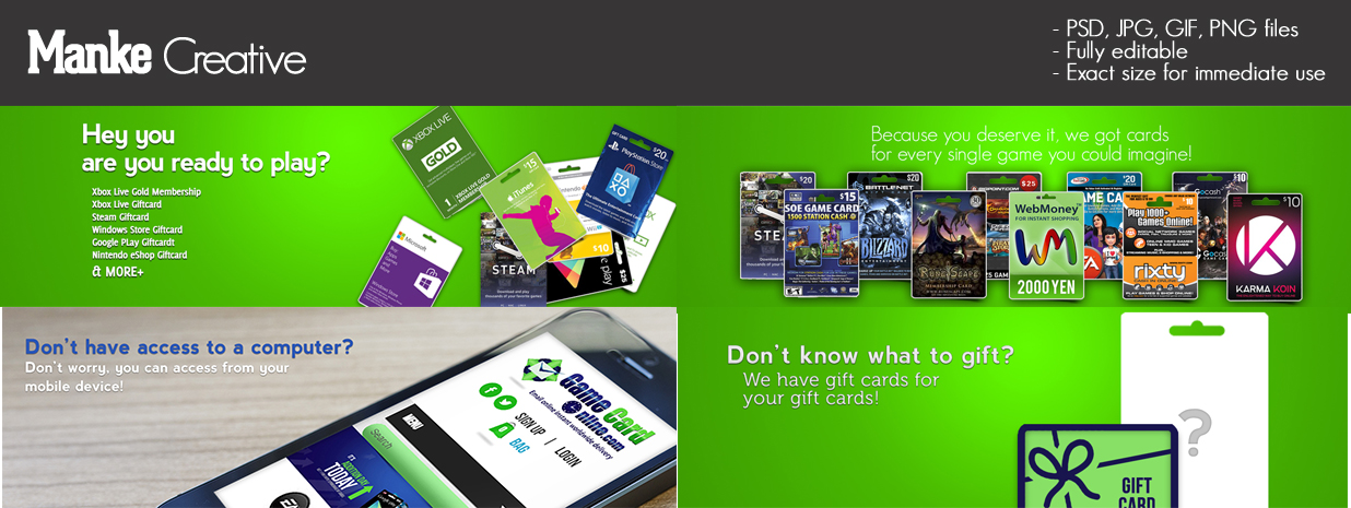 Banner Ad Design by Manke Creative for gamecardonline eshop lnc. | Design #5180846