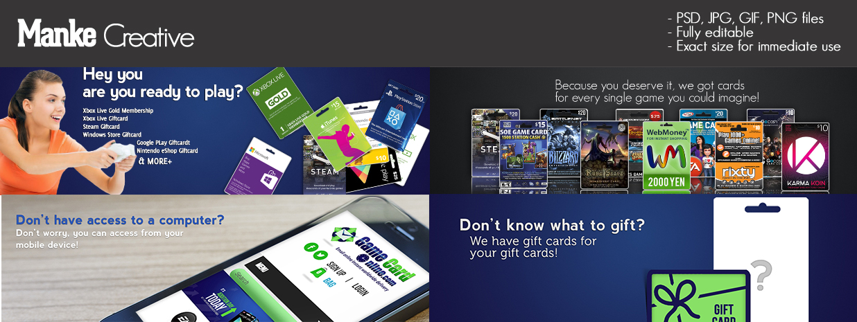 Banner Ad Design by Manke Creative for gamecardonline eshop lnc. | Design #5189176