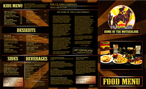 Menu Design by showstopper12905 for The Claim Company | Design #1495833