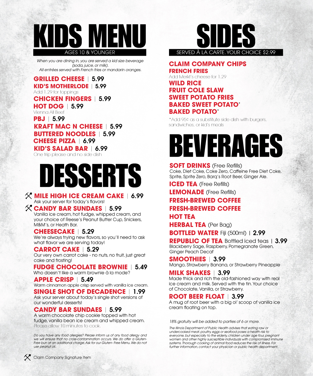 Menu Design by mstahl720 for The Claim Company | Design #1542441