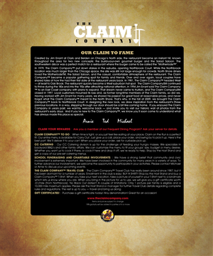 Diseño de Menú por mstahl720 para The Claim Company | Diseño: #1544967